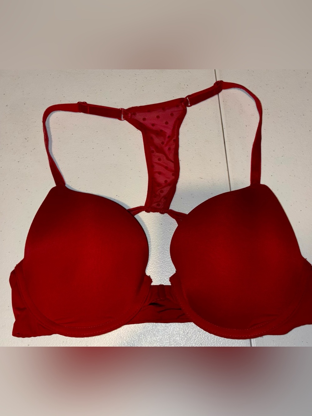 Victoria's Secret Red T-Back Push-Up Bra 32c Underwire Padded